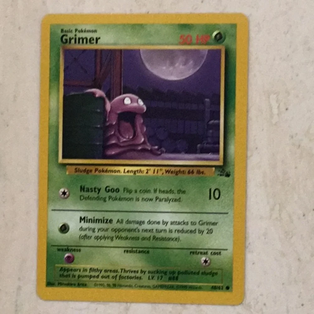 1999 Pokemon Cards Venonat Grimer Zubat Rattata Tentacool Ekans Lot Of 7 TCG